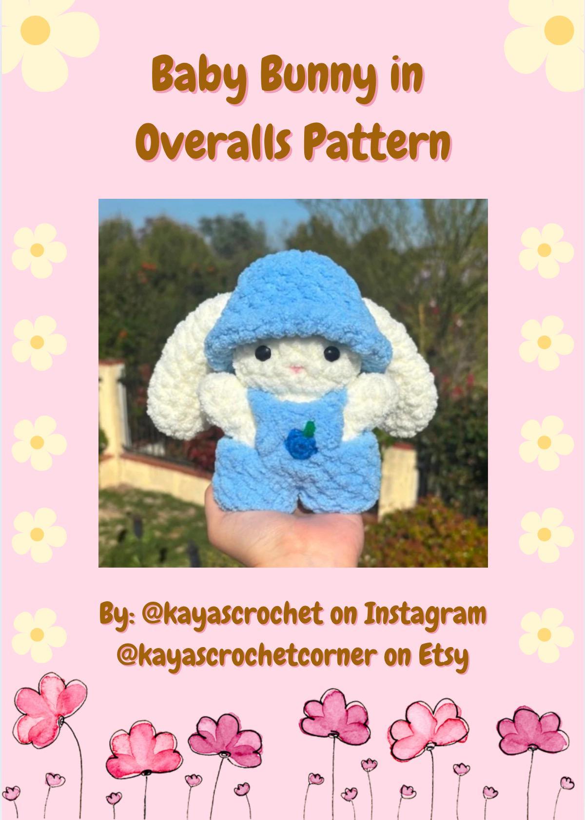 Crochet Baby Bunny in Overalls PDF PATTERN