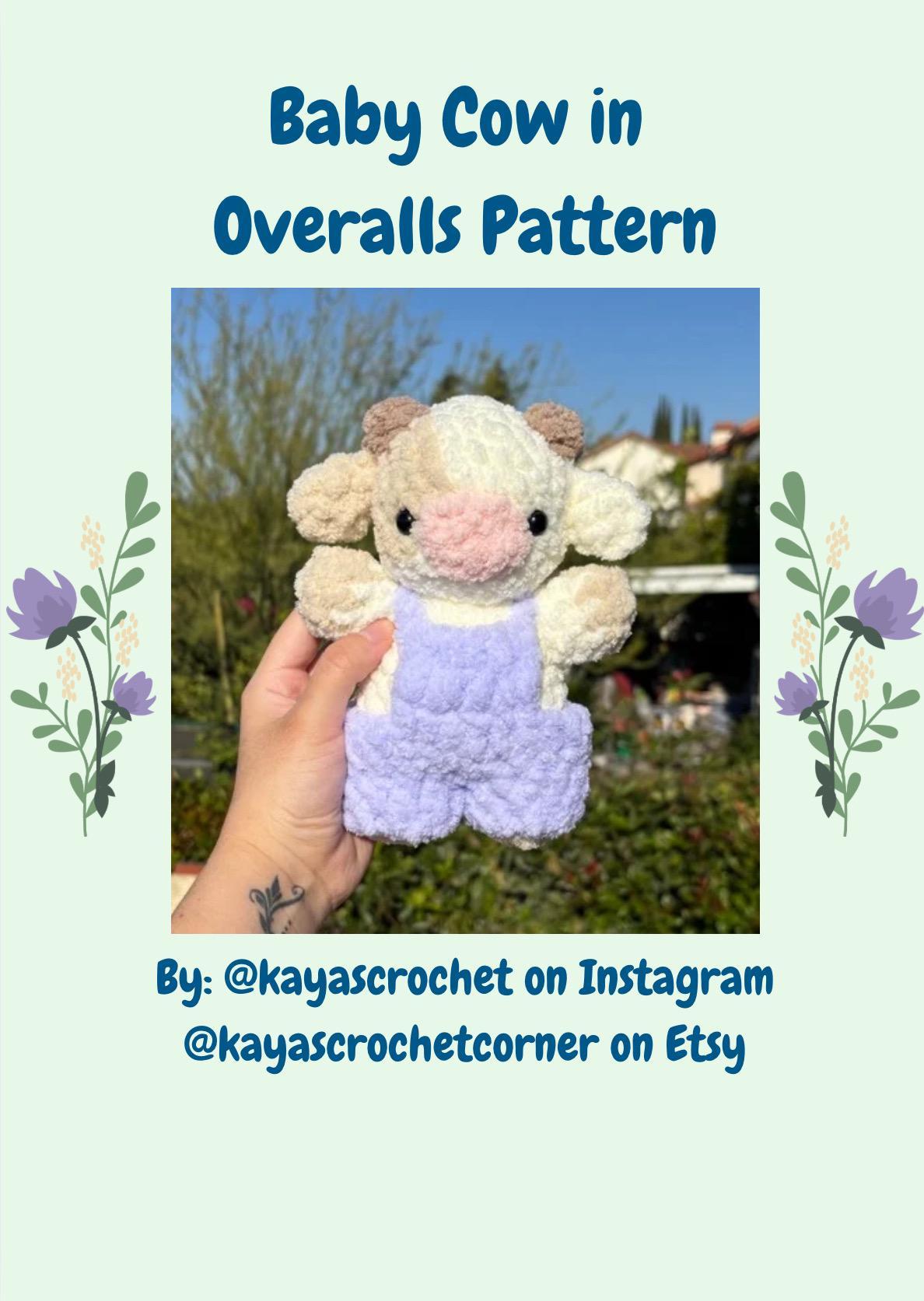 Crochet Baby Cow in Overalls Pattern PDF Download Amigurumi