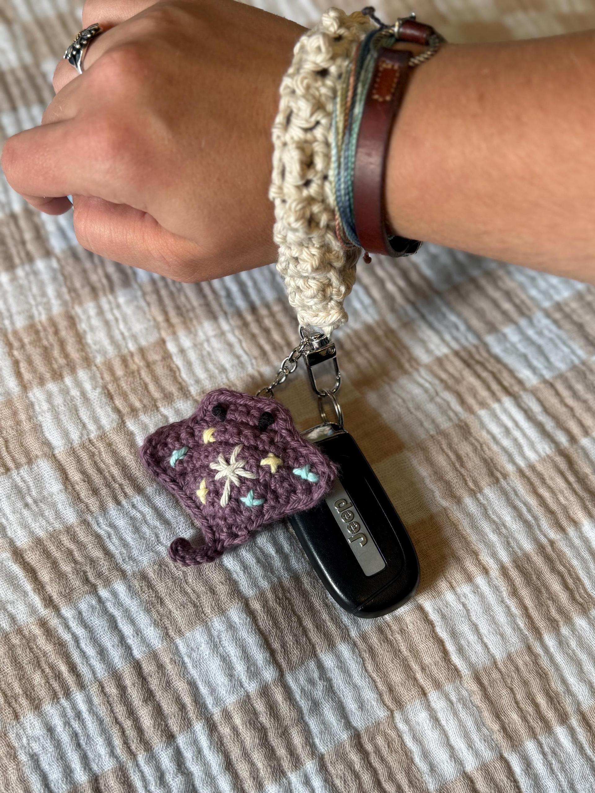 Handmade Crochet Wristlet with Sterling Charm thumbnail 2