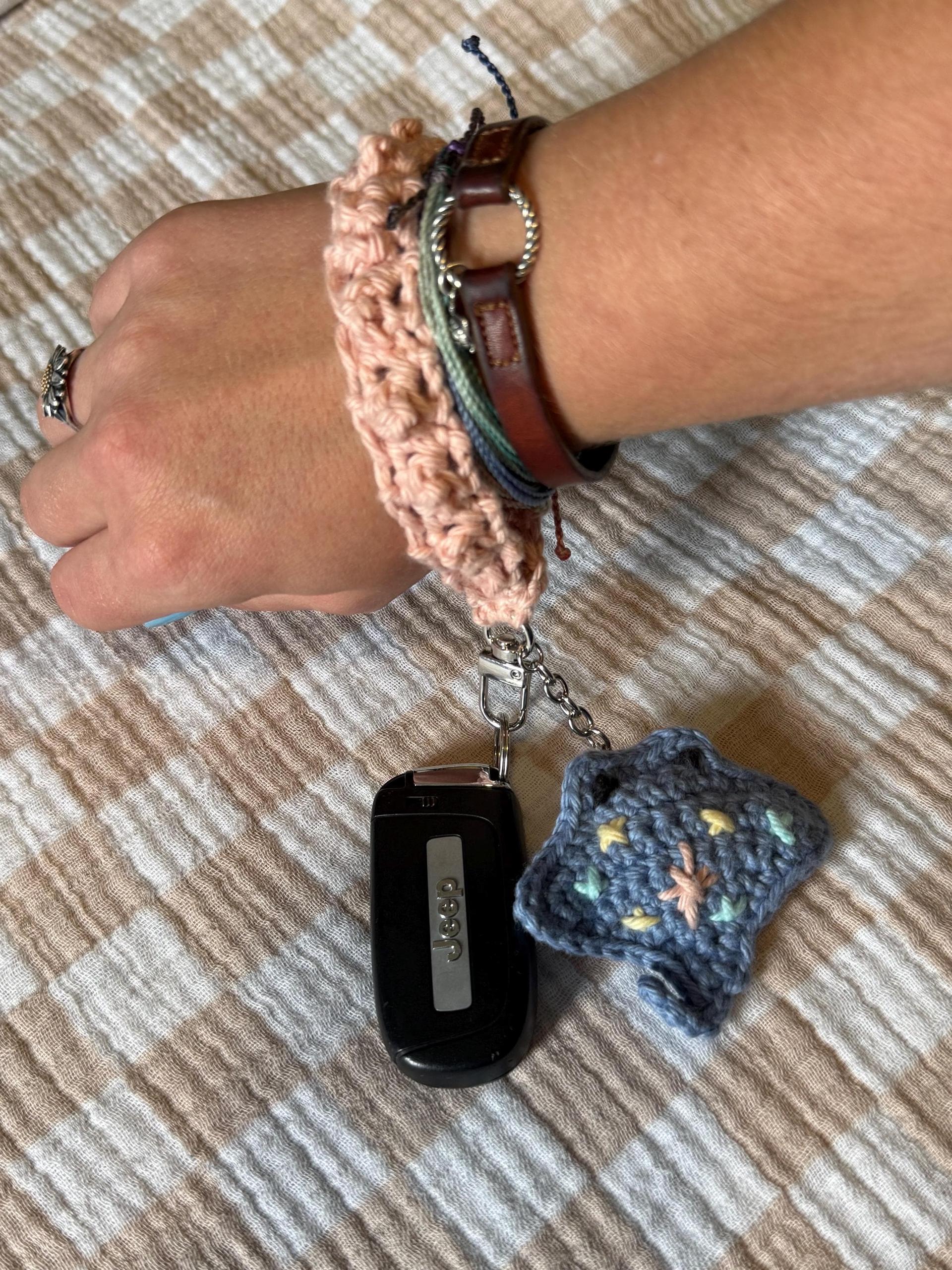 Handmade Crochet Wristlet with Sterling Charm thumbnail 3
