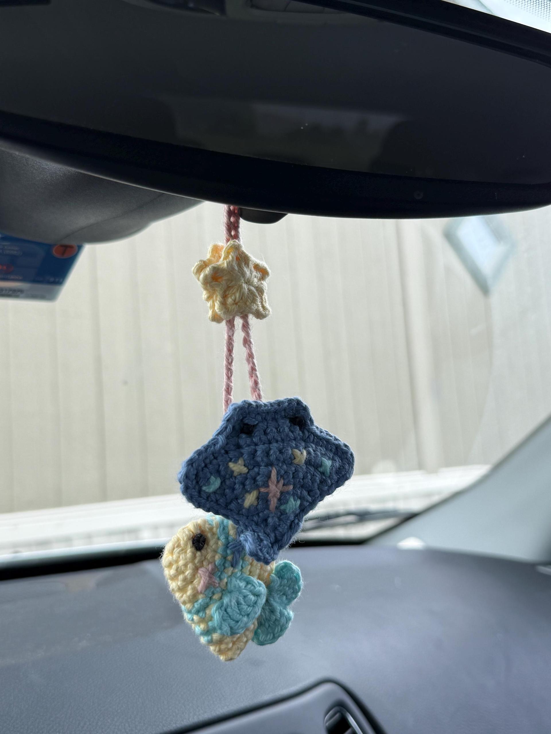 Handmade crochet Sterling & Norman car mirror hanger/ bag charm thumbnail 2