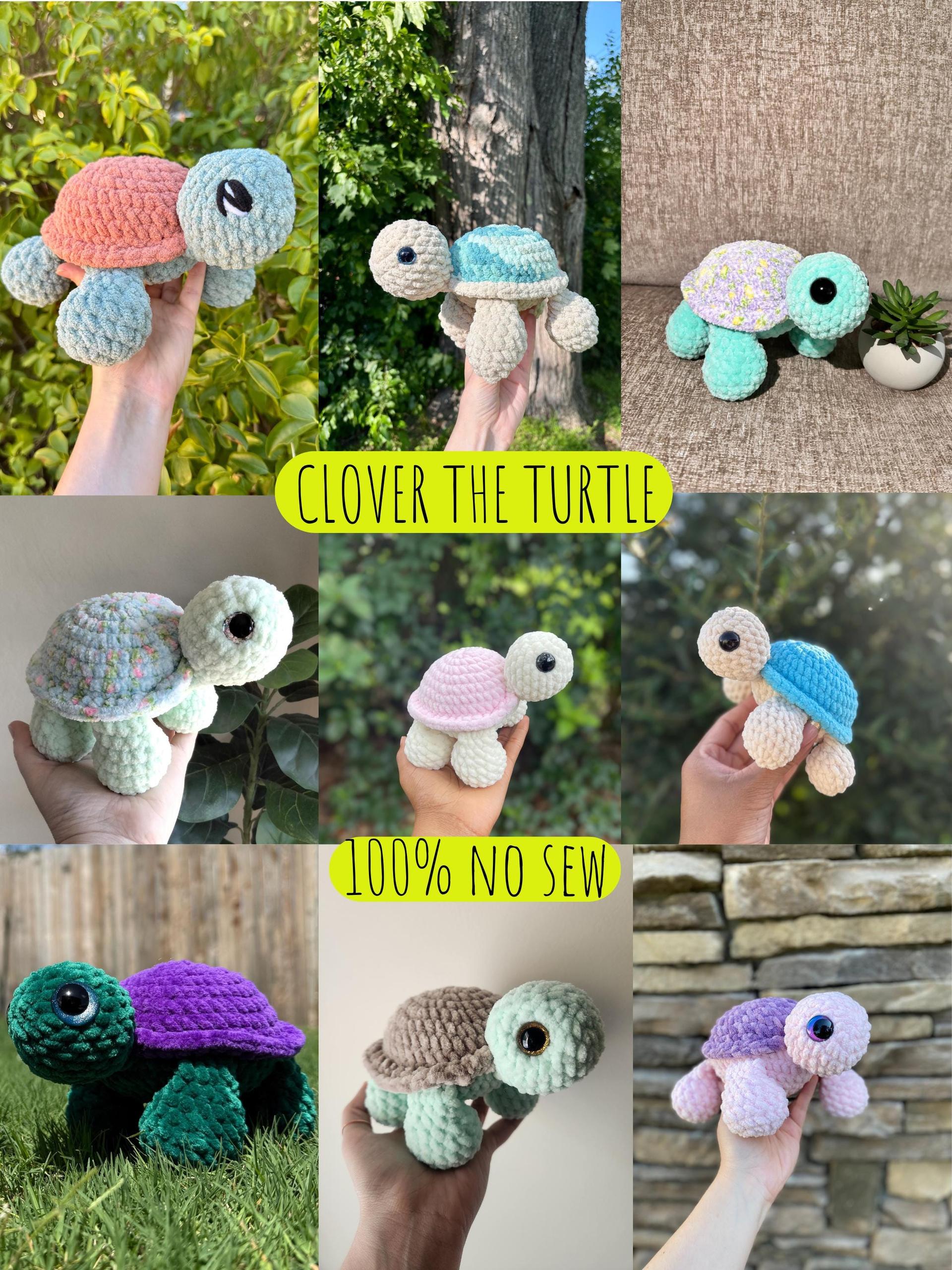 clover the turtle- crochet turtle pattern, land turtle crochet pattern, amigurumi turtle pattern, no sew, tortoise croch thumbnail 2