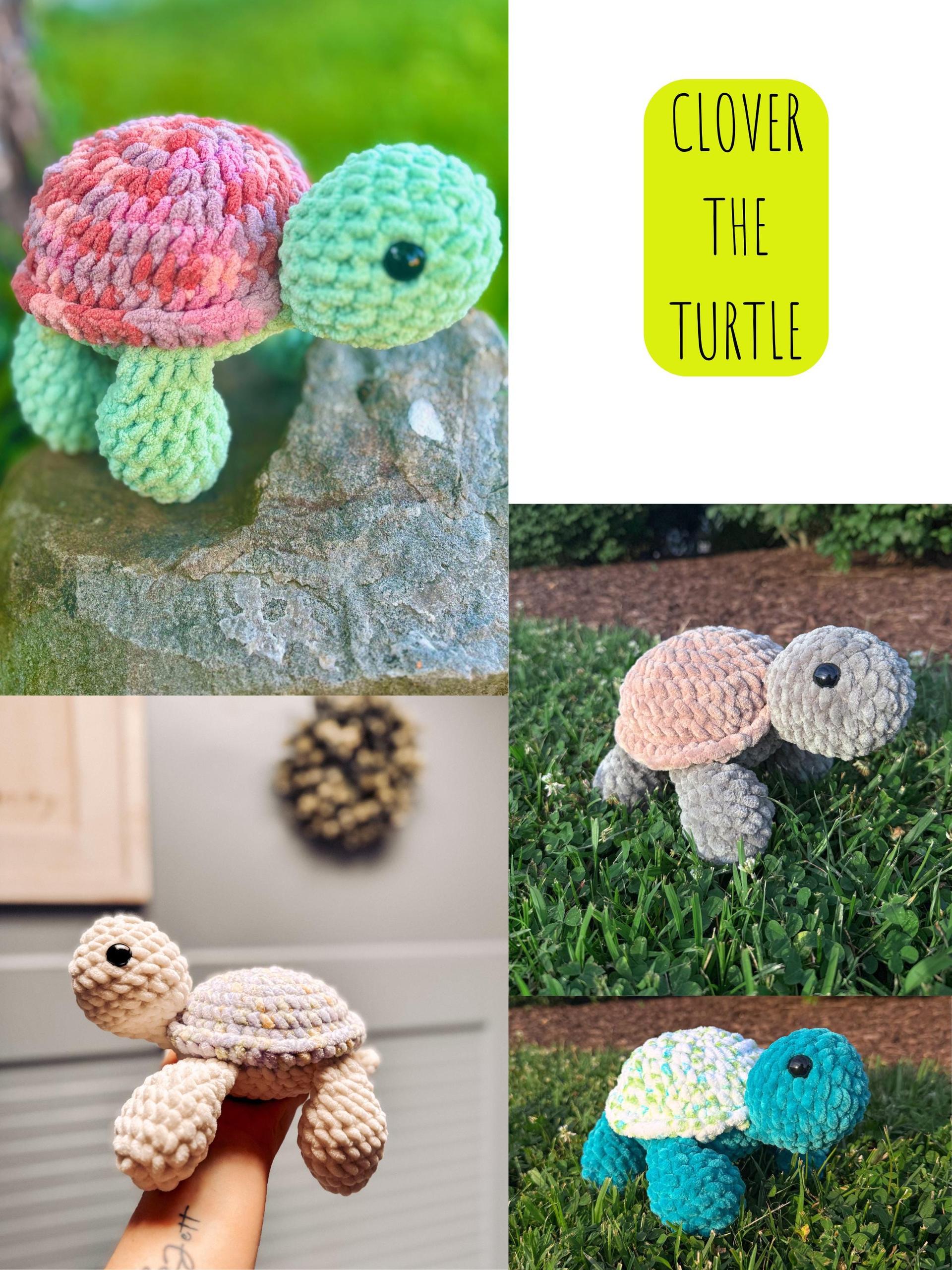clover the turtle- crochet turtle pattern, land turtle crochet pattern, amigurumi turtle pattern, no sew, tortoise croch thumbnail 3