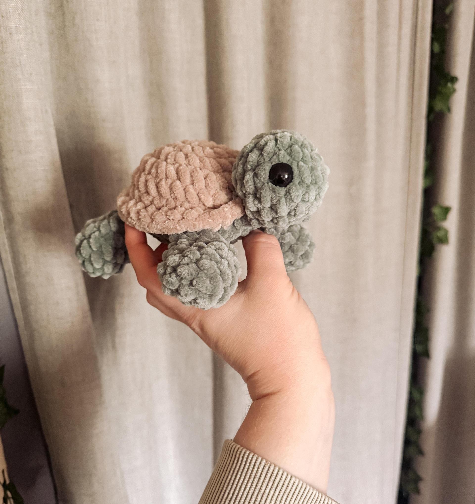 sprout the turtle- crochet pattern, tortoise crochet pattern, turtle amigurumi pattern, no sew, land turtle crochet patt