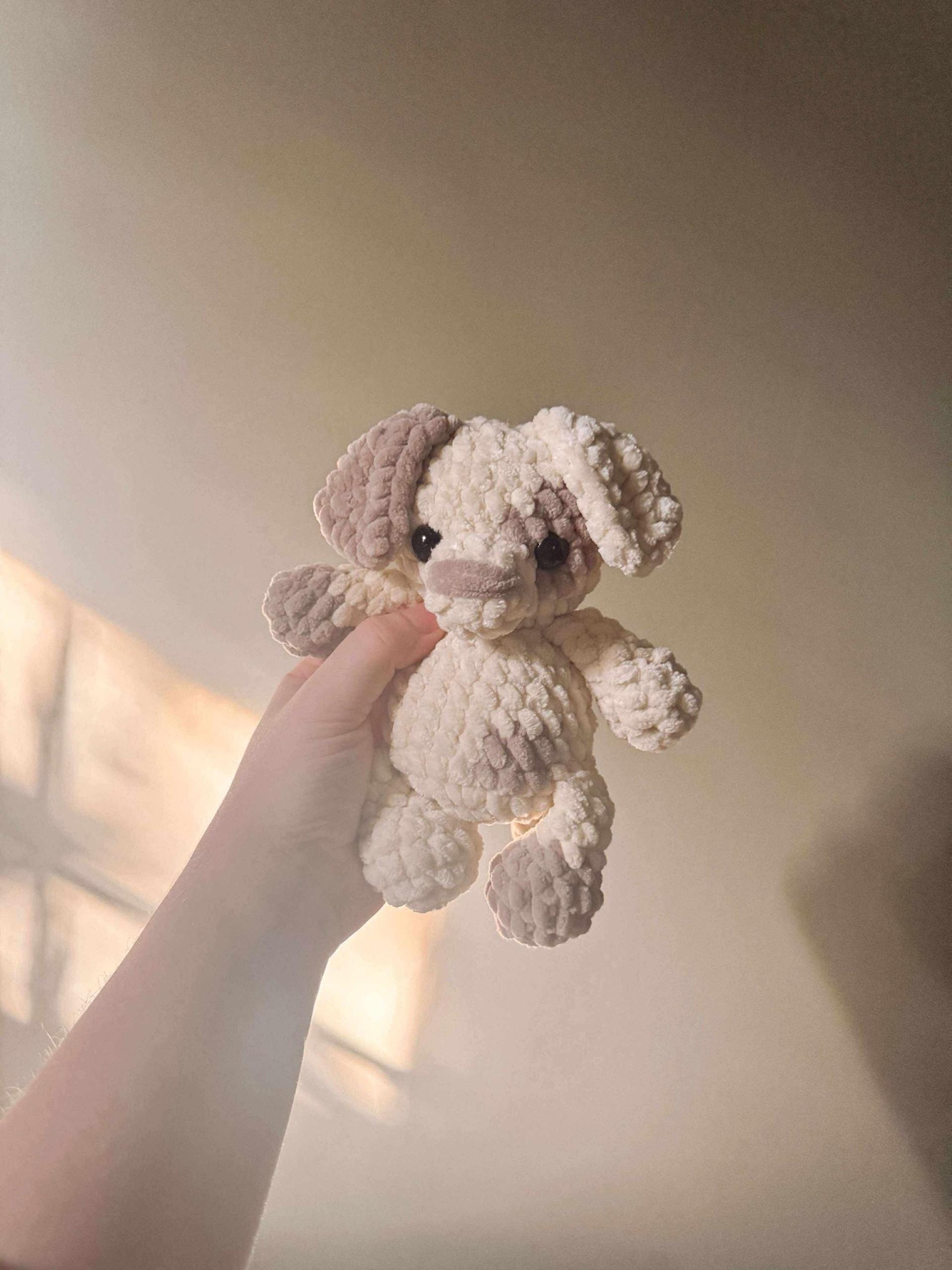 patches the puppy | amigurumi dog pattern, low sew, crochet pattern, crochet dog pattern, crochet pet, crochet puppy pat