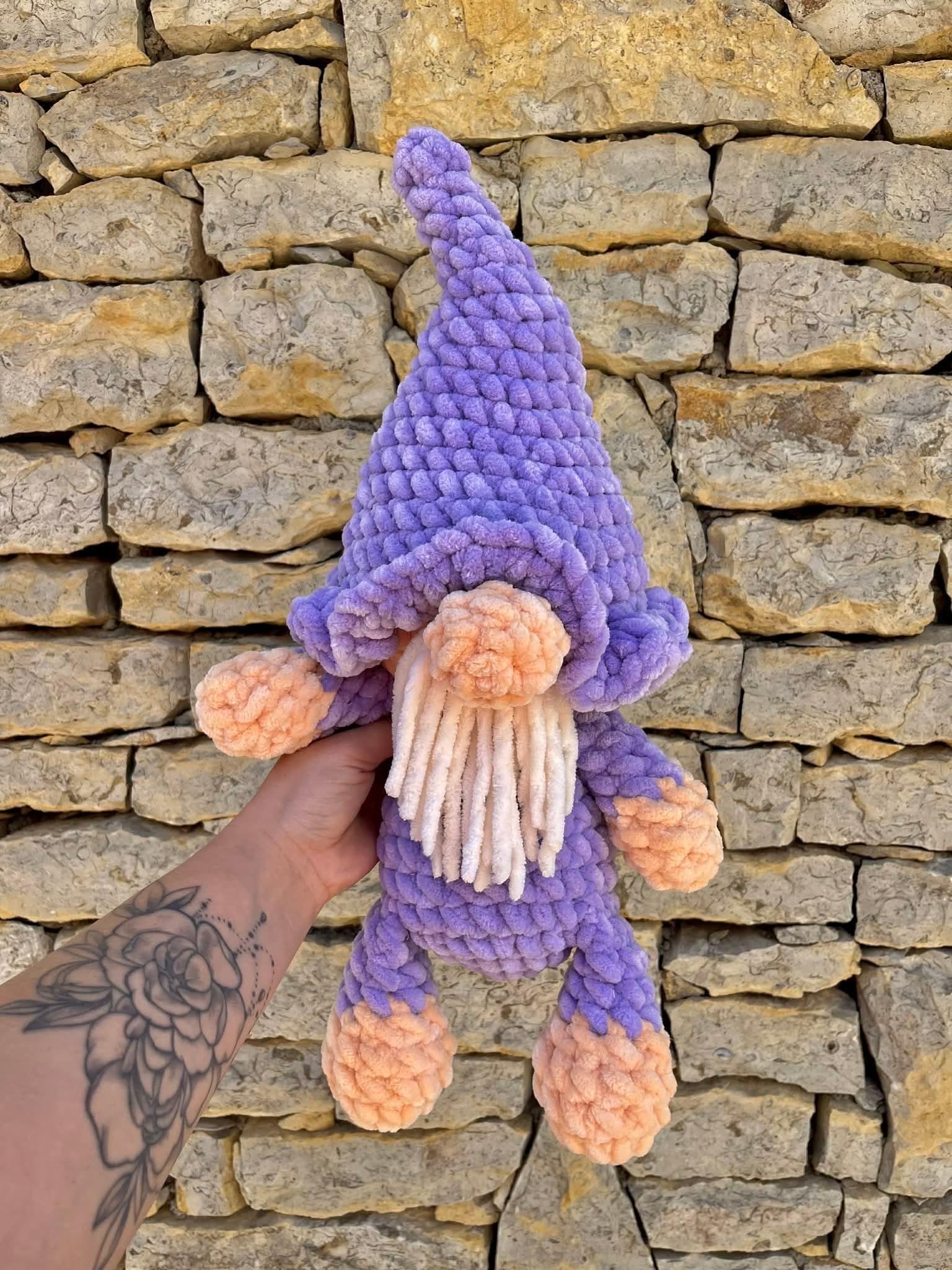 pip the gnome | crochet gnome pattern, low sew, crochet pattern, cottagecore, crochet chunky yarn pattern, plush crochet thumbnail 3