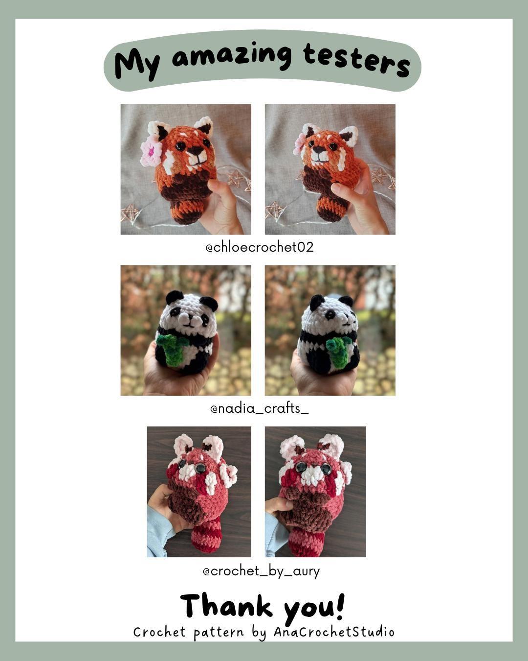 Panda and Red Panda No - Low sew PDF Crochet pattern Chubby Amigurumi thumbnail 10