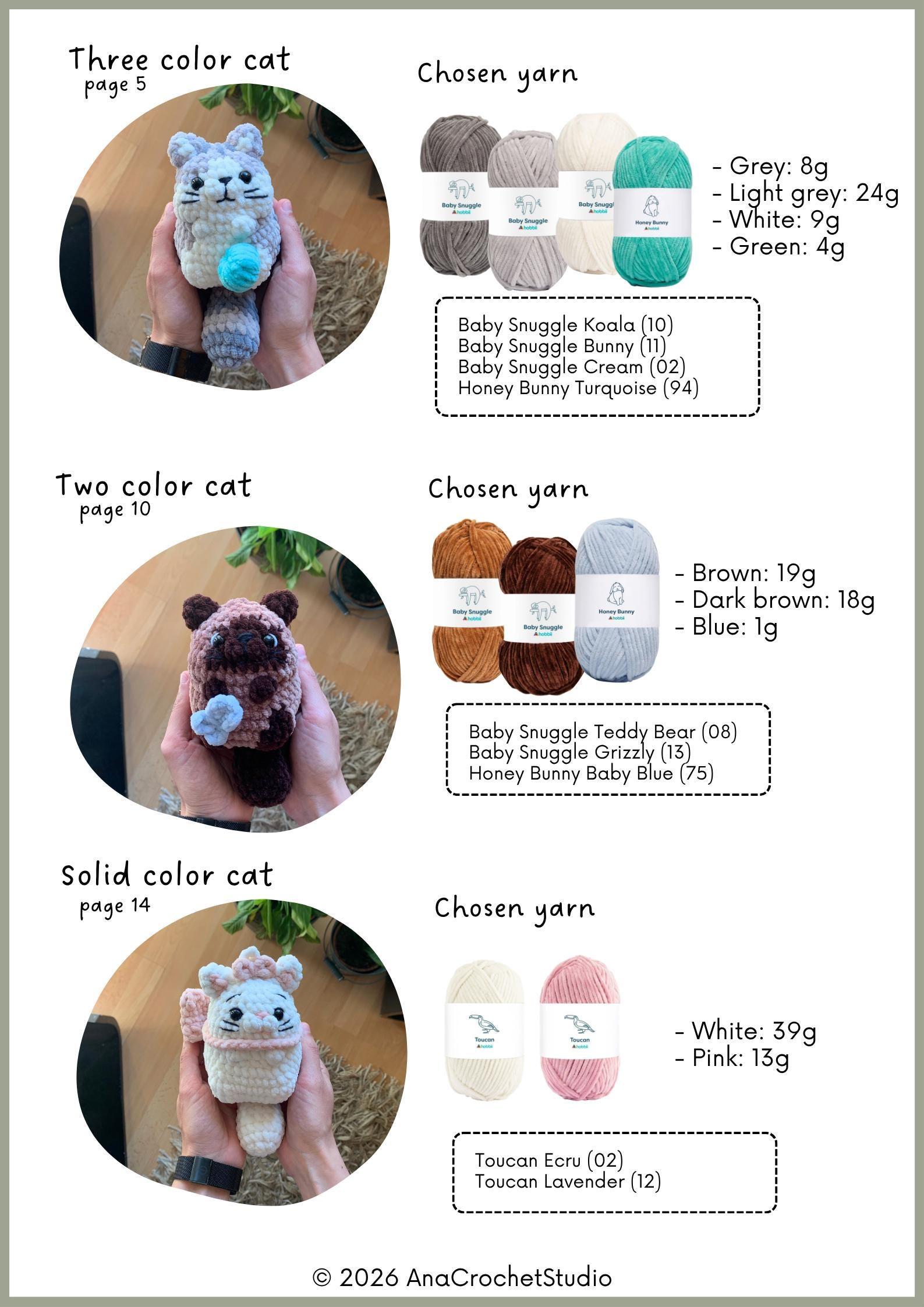 Chubby Cats Low sew PDF Crochet pattern Amigurumi thumbnail 3