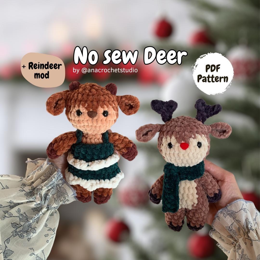 Deer and Reindeer Crochet Pattern No Sew – Beginner Amigurumi Plush Toy PDF, Easy Cute Animal thumbnail 2