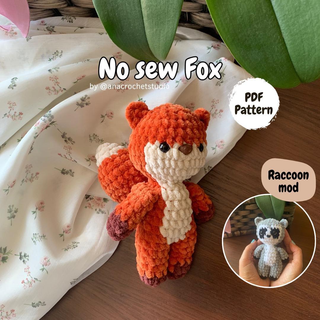 Fox and Raccoon Crochet Pattern No Sew – Beginner Amigurumi Plush Toy PDF, Easy Cute Animal