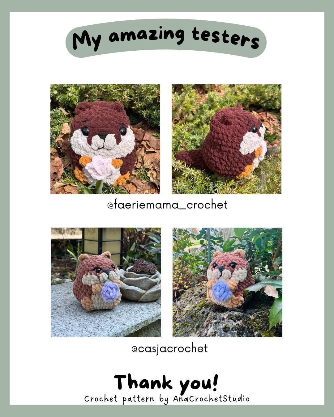 Chubby Otter No sew PDF Crochet pattern Amigurumi thumbnail 4
