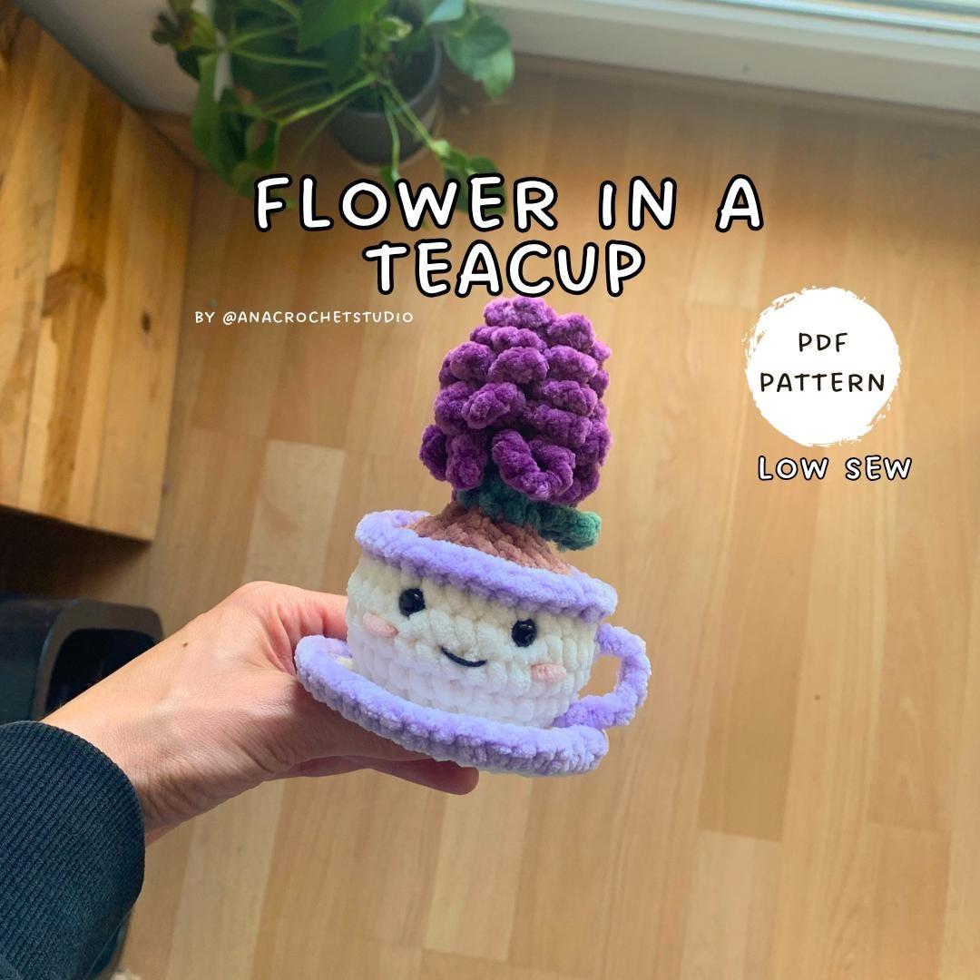 Flower in a teacup PDF crochet pattern hyacinth amigurumi