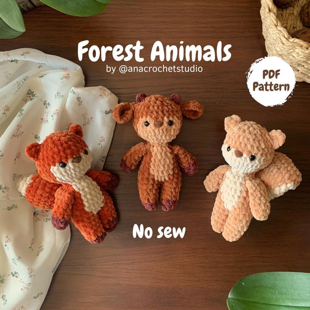 Forest Animals No-Sew Crochet Pattern: Fox, Deer, Squirrel, Beaver, Raccoon and Reindeer (PDF Pattern) woodland amigurumi thumbnail 2