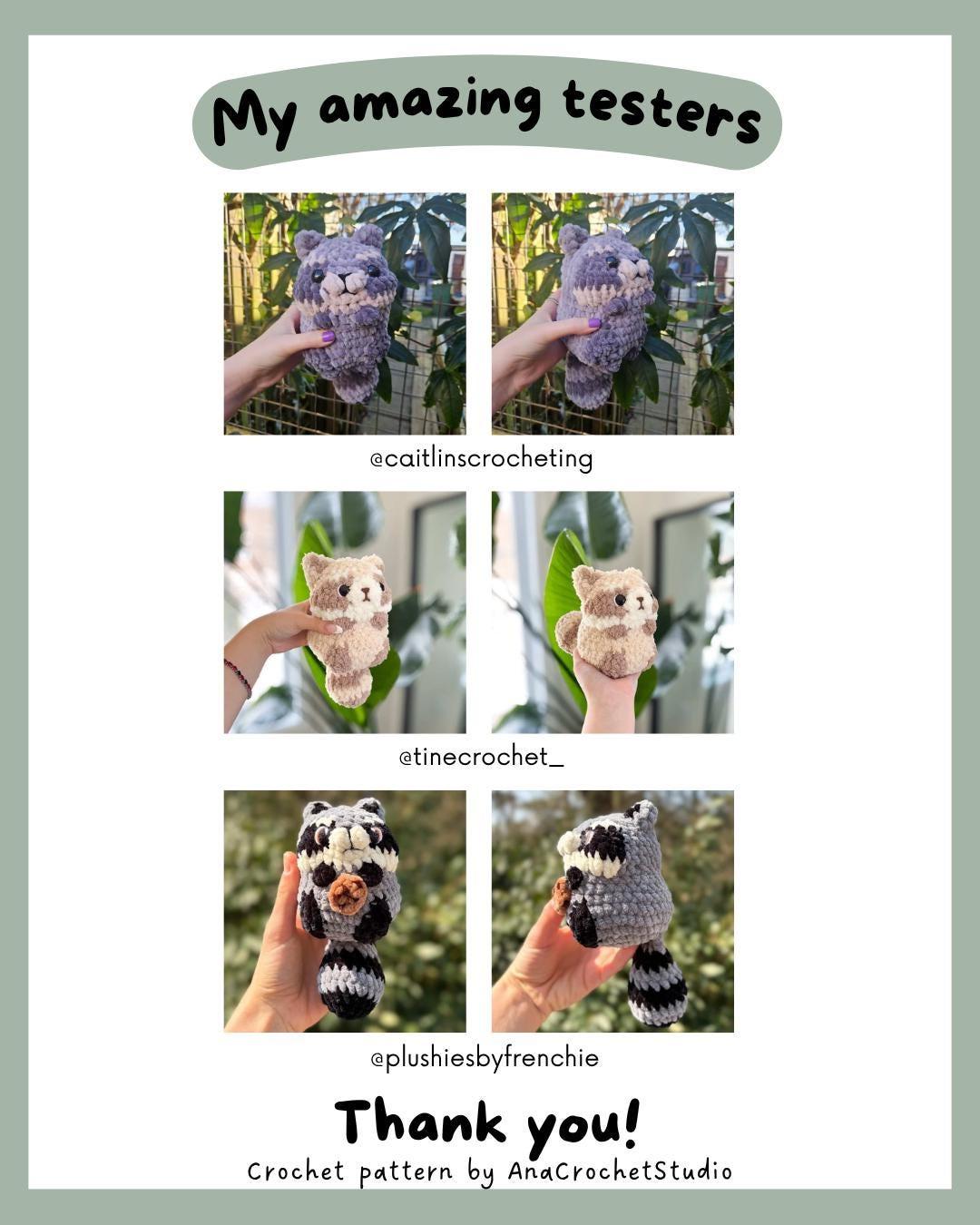 Raccoon and Otter No - Low sew PDF Crochet pattern Chubby Amigurumi thumbnail 9