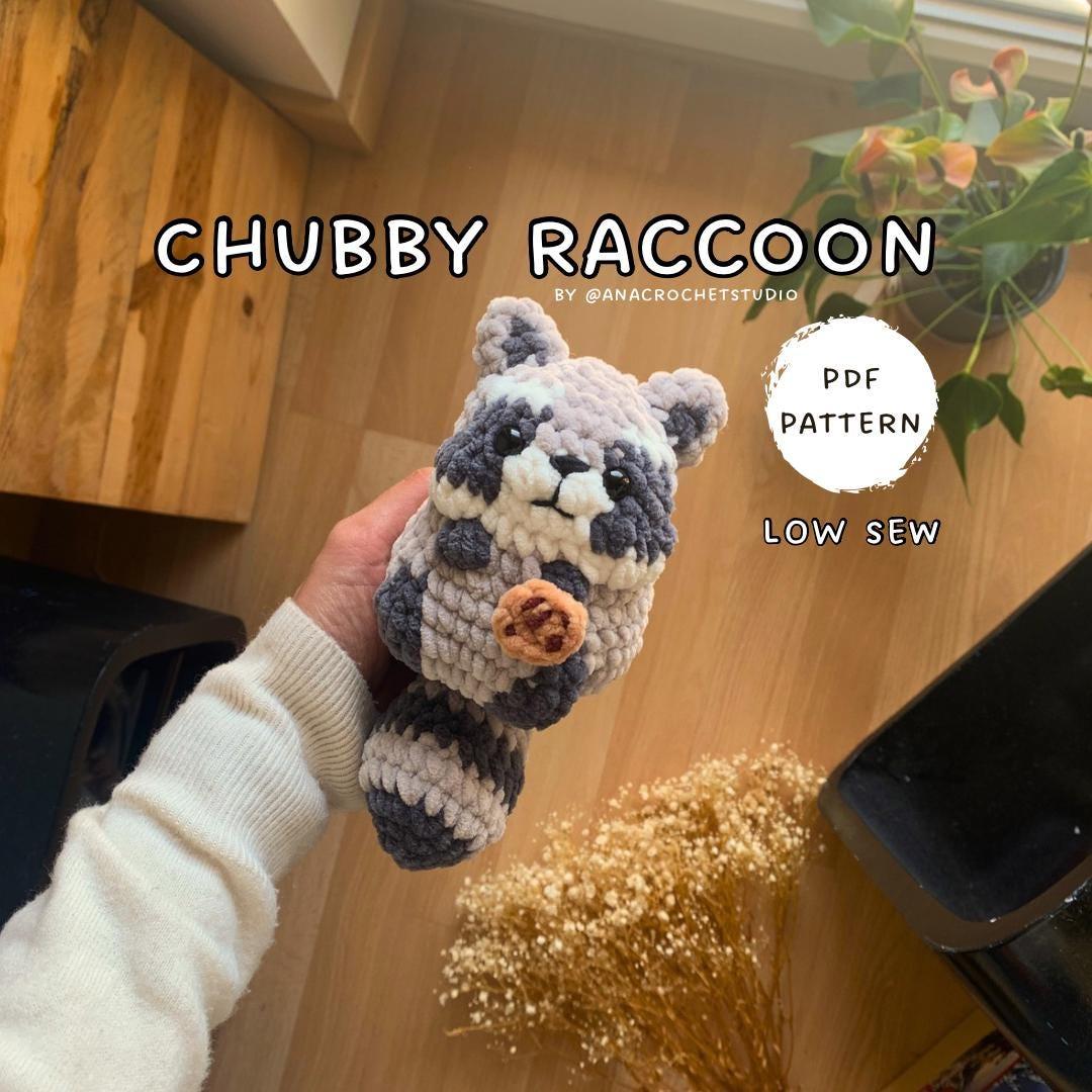 Chubby Raccoon Low sew PDF Crochet pattern Amigurumi