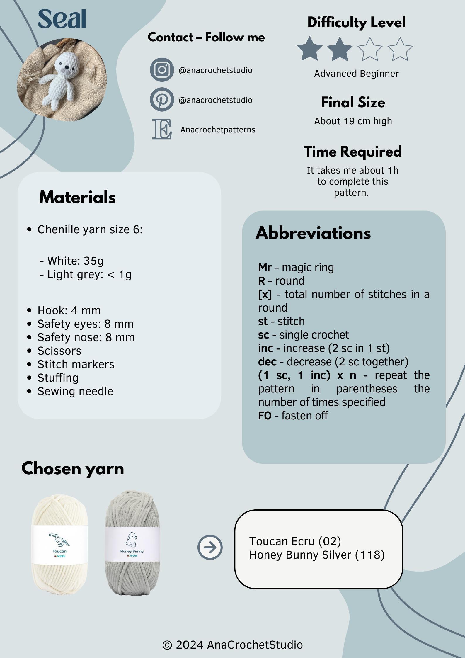 Seal No sew PDF Crochet pattern Amigurumi thumbnail 2