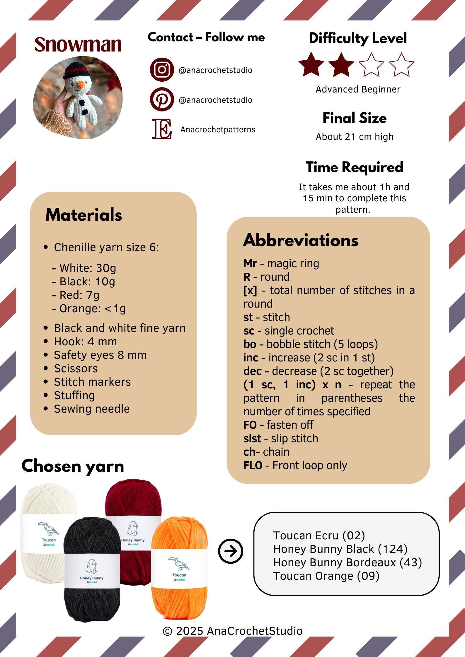 Snowman No sew PDF Crochet pattern Amigurumi thumbnail 2