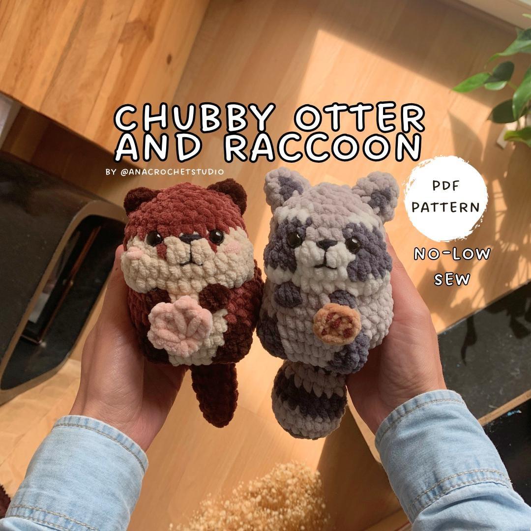 Raccoon and Otter No - Low sew PDF Crochet pattern Chubby Amigurumi