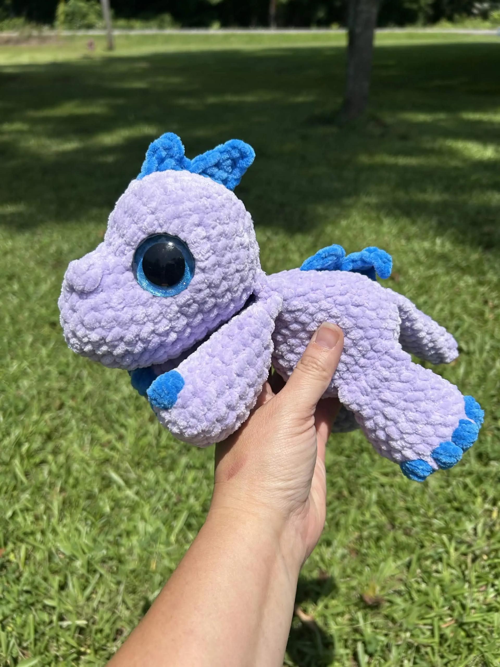 Handmade Crochet Purple Dino Plushie