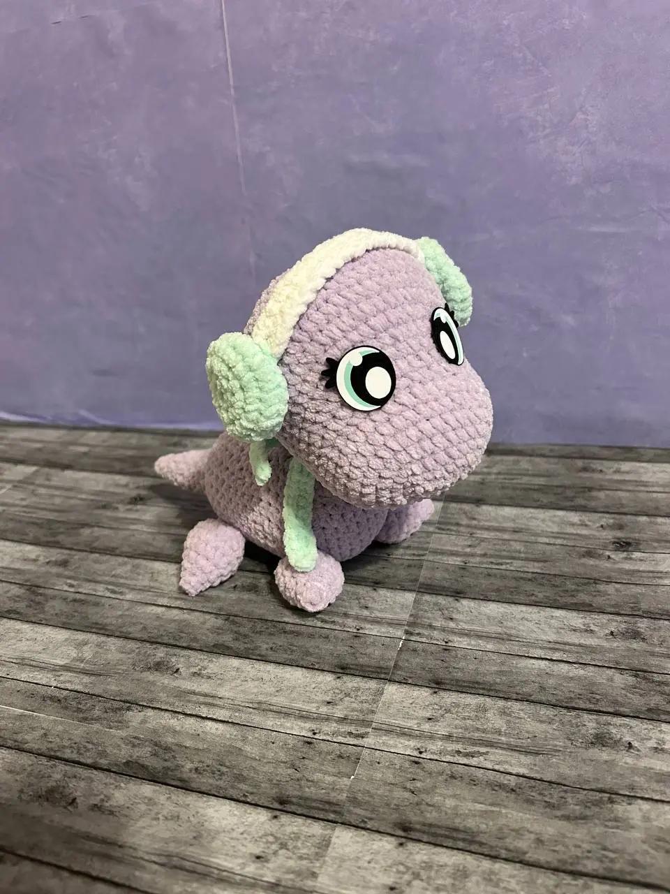 Handmade Crochet Winter Dinosaur Plushie