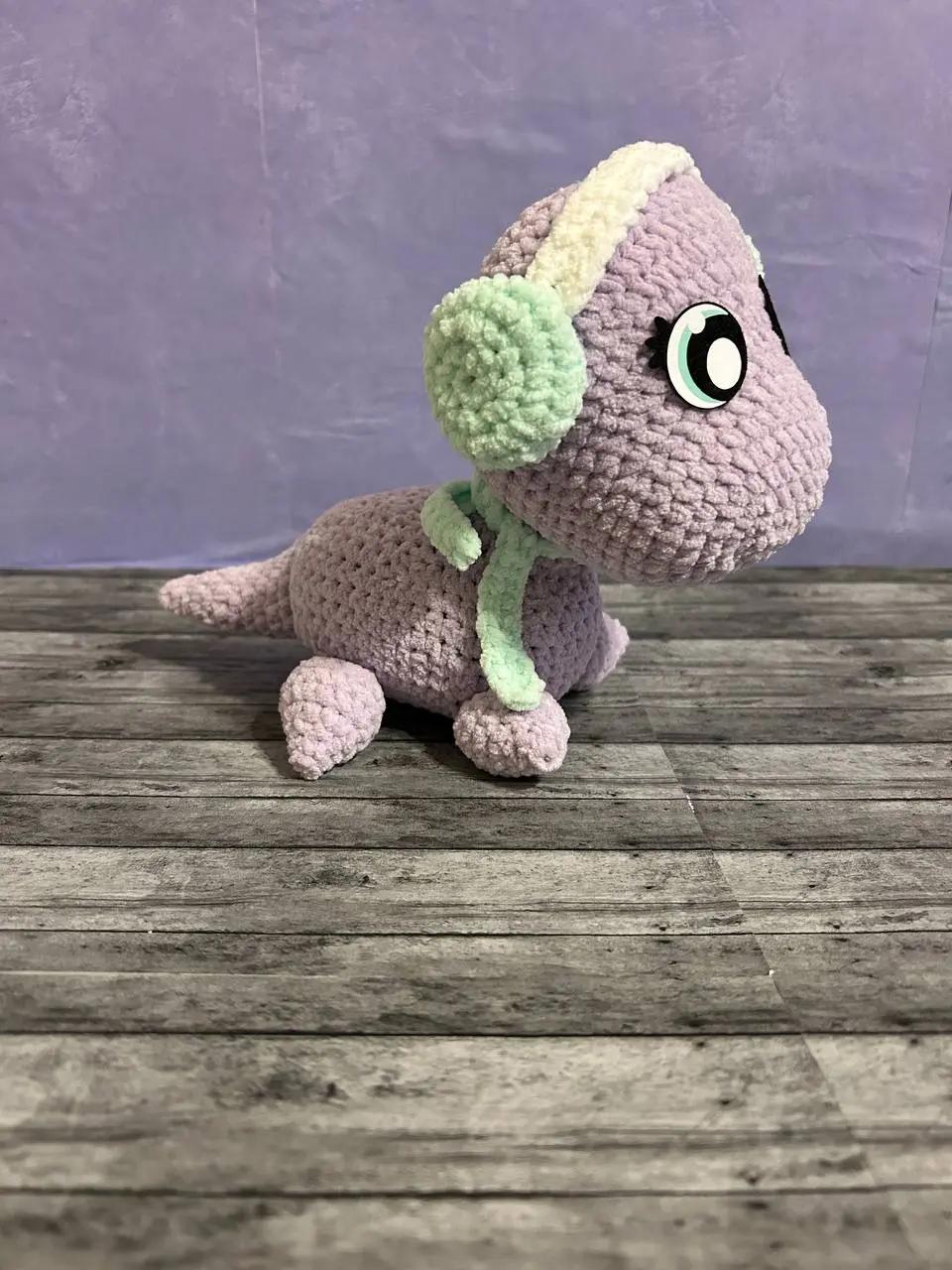 Handmade Crochet Winter Dinosaur Plushie thumbnail 2