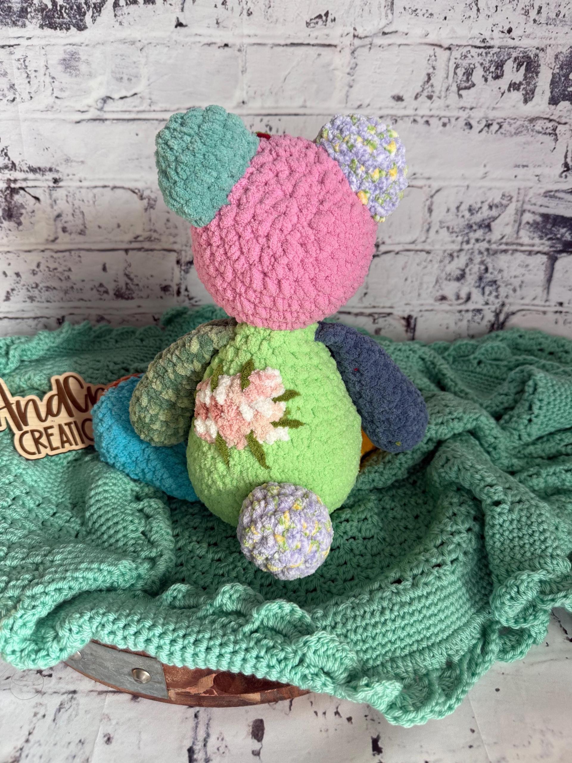 Scrappy Patchwork Bear • Handmade Amigurumi Stuffed Animal Toy thumbnail 2