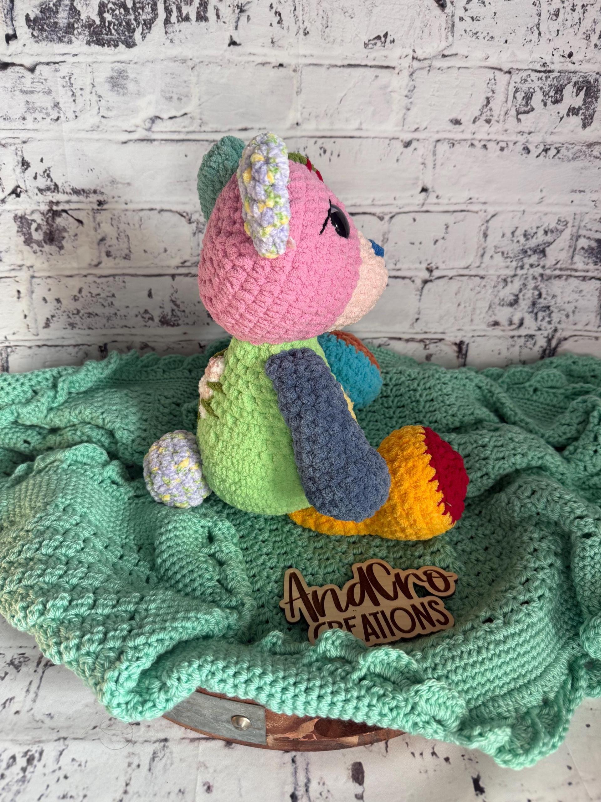 Scrappy Patchwork Bear • Handmade Amigurumi Stuffed Animal Toy thumbnail 4