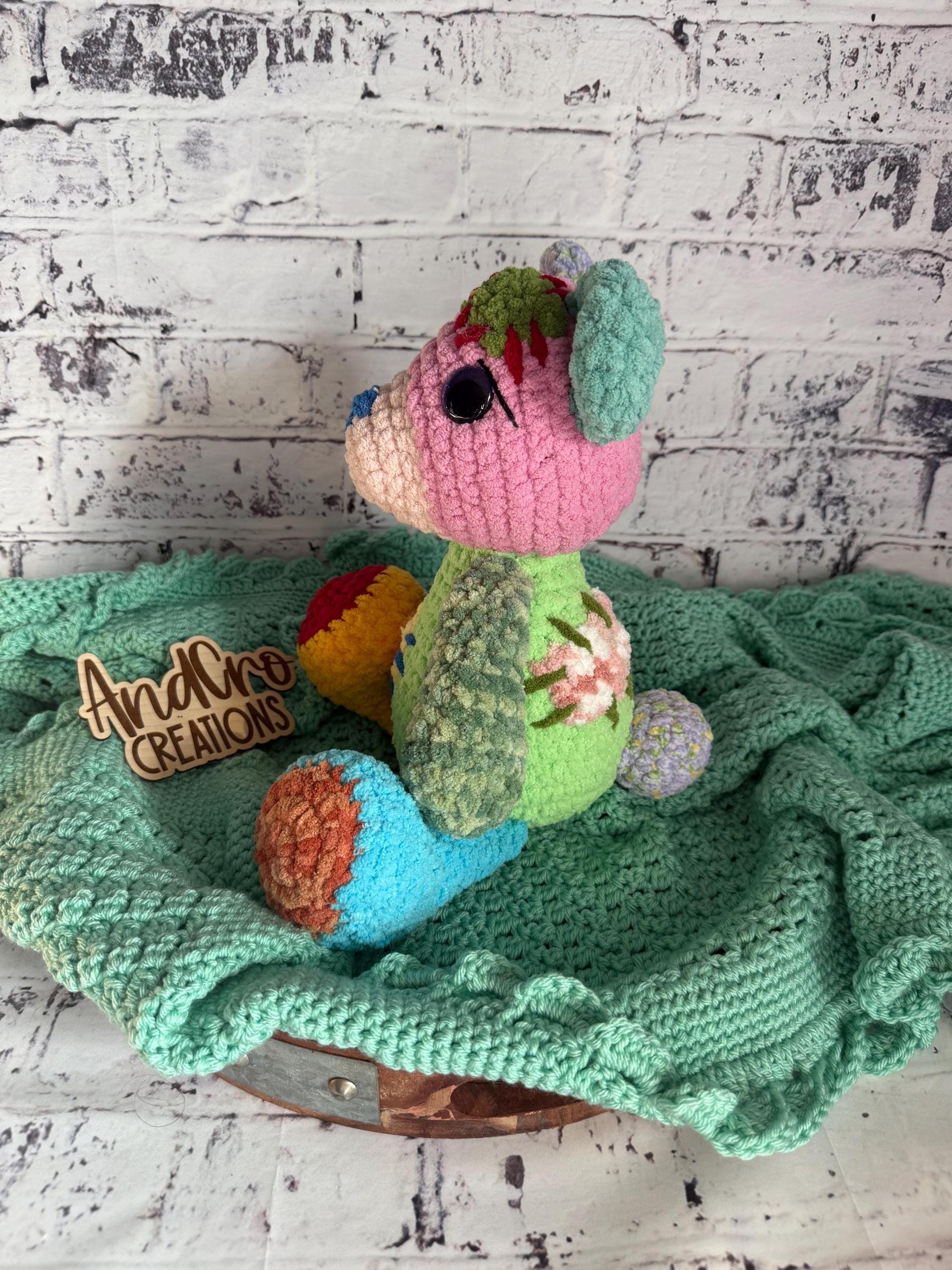 Scrappy Patchwork Bear • Handmade Amigurumi Stuffed Animal Toy thumbnail 3