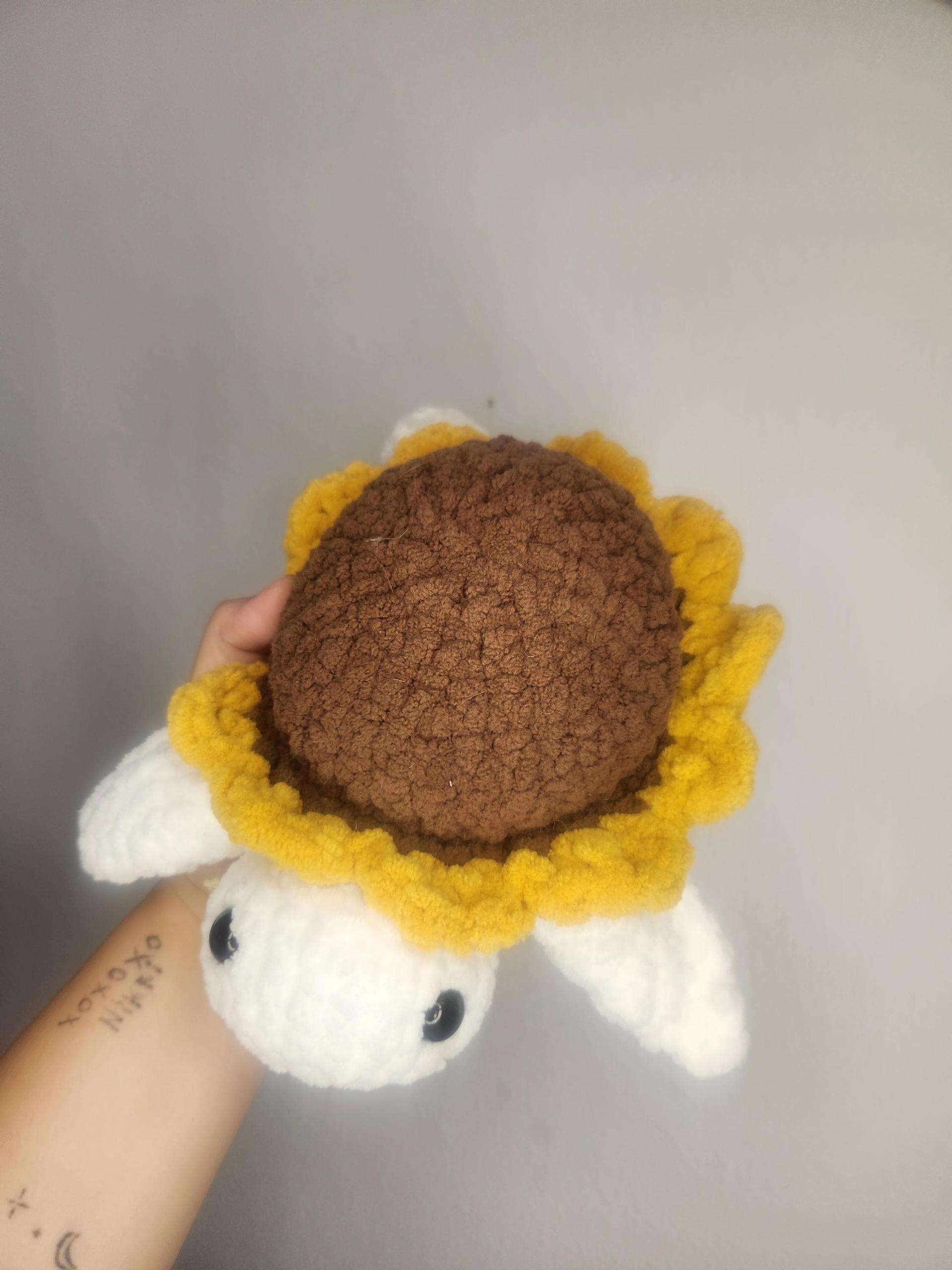 Crochet Sunflower Turtle Plushie: Handmade Amigurumi Gift thumbnail 2