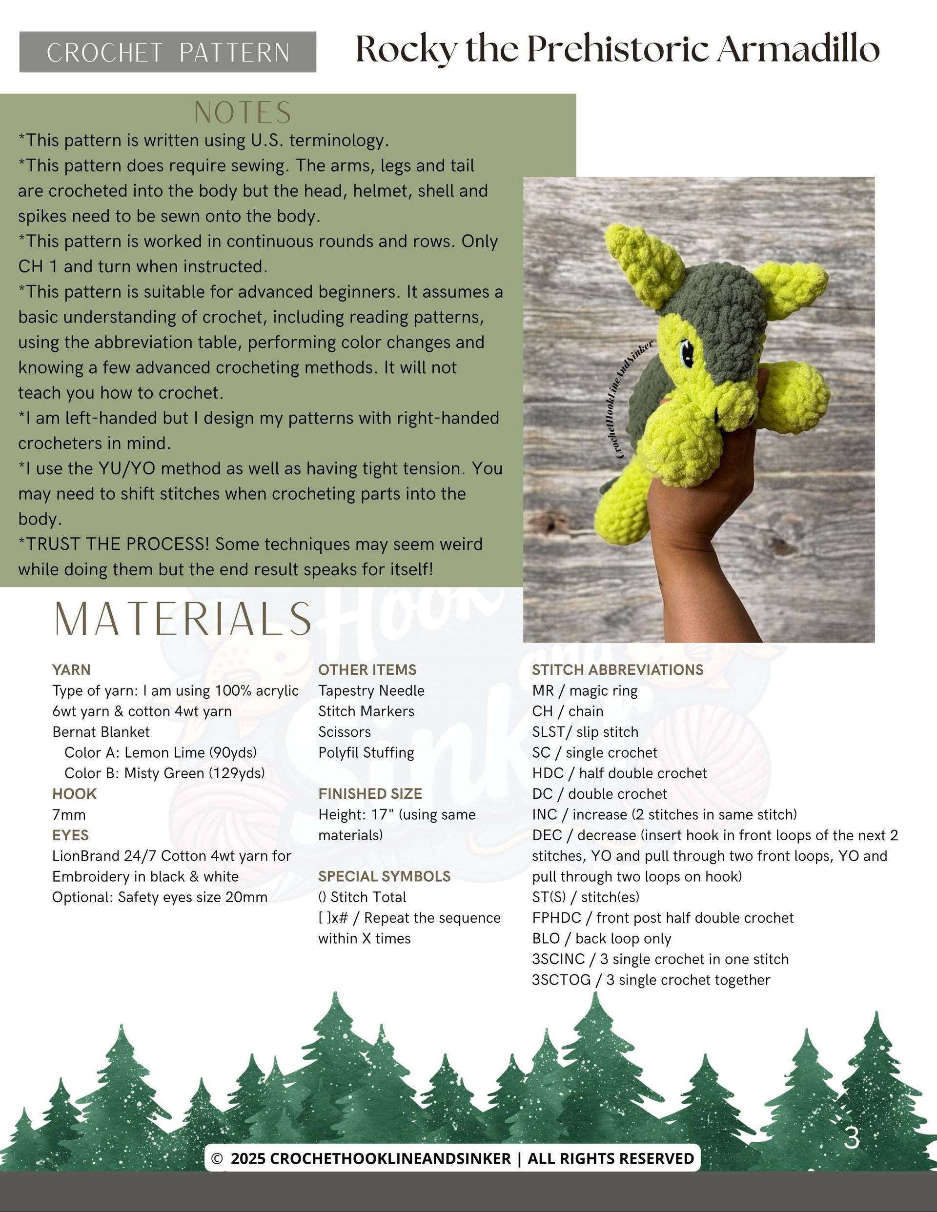 Rocky the Prehistoric Armadillo Crochet Pattern thumbnail 3