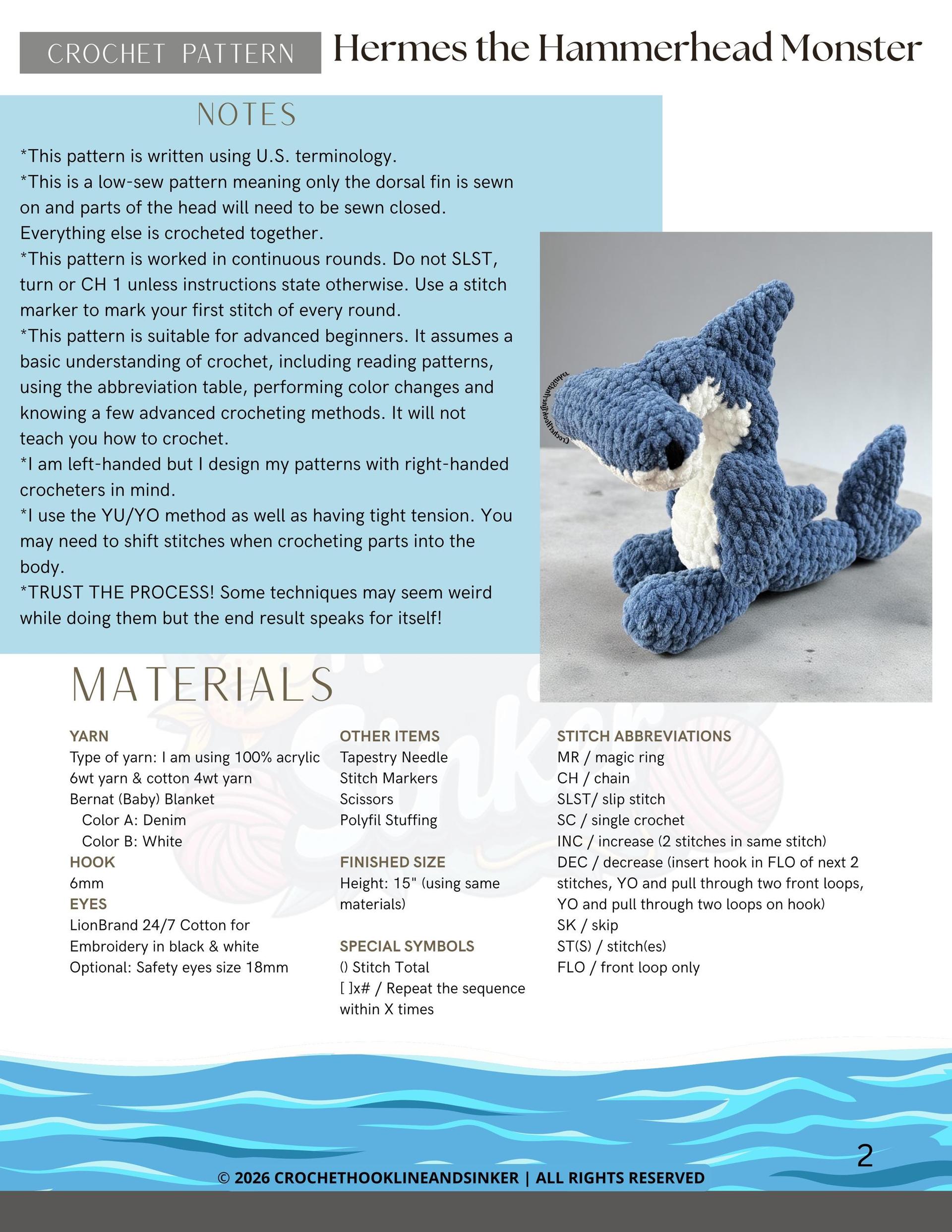 Hermes the Hammerhead Monster Crochet Pattern thumbnail 3