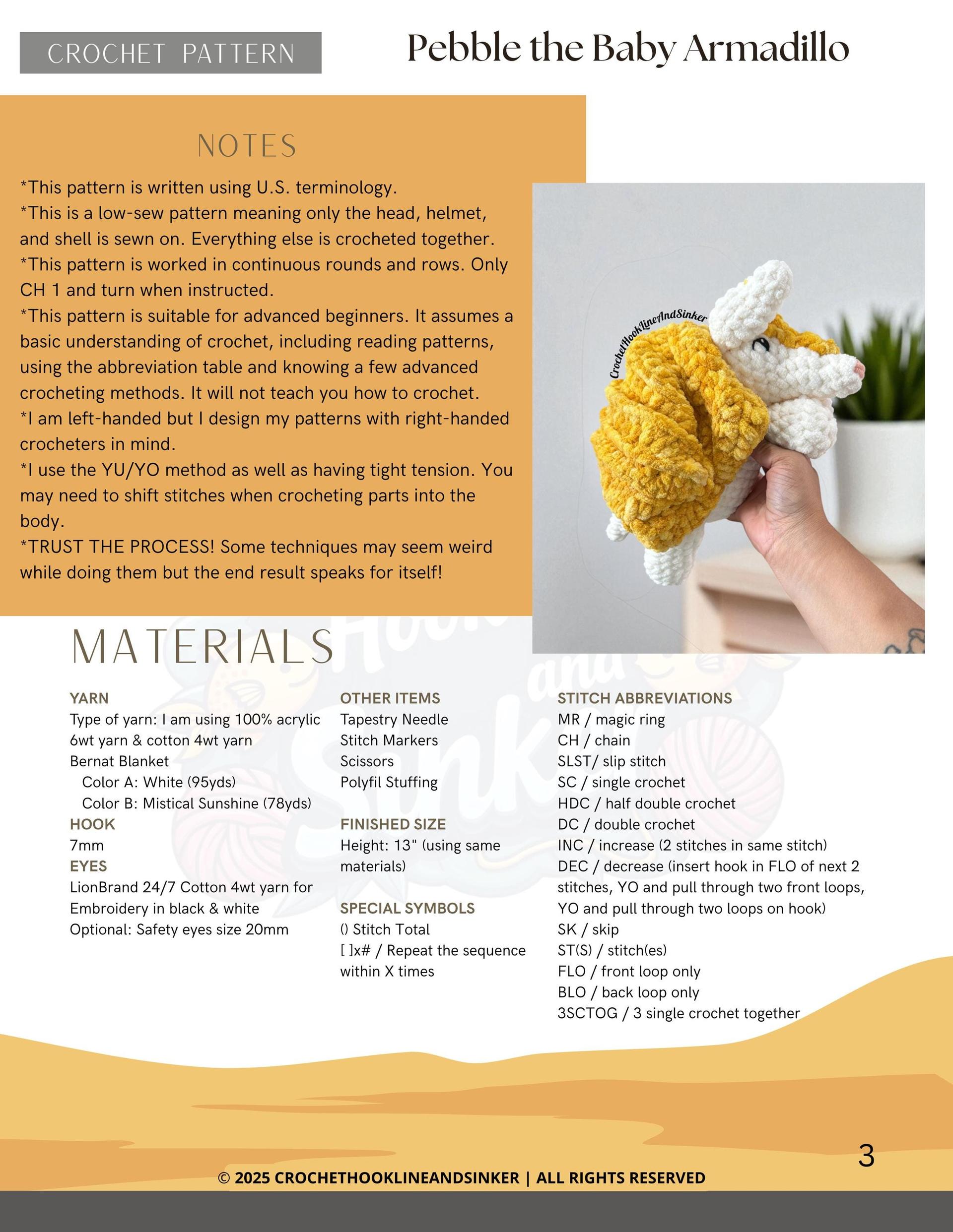 Pebble the Baby Armadillo Crochet Pattern thumbnail 3